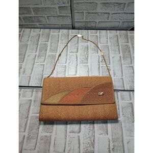 Pier Giorgio Vintage 80s Straw colorblock pattern clutch style shoulder handbag